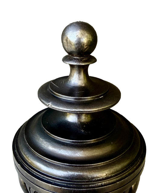 19th Century French Staircase Finial – Napoleon III Black Wood Bobèche