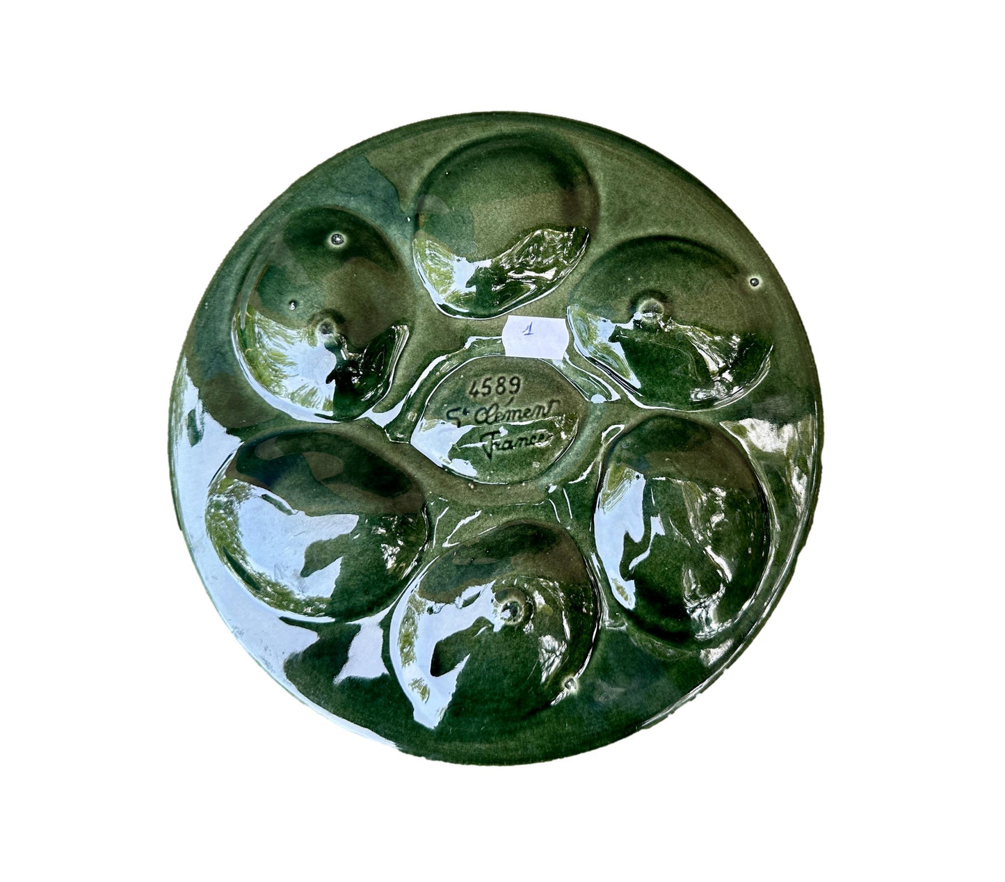 Vintage French Majolica Oyster Plate – Saint Clément 1930 – Art Deco