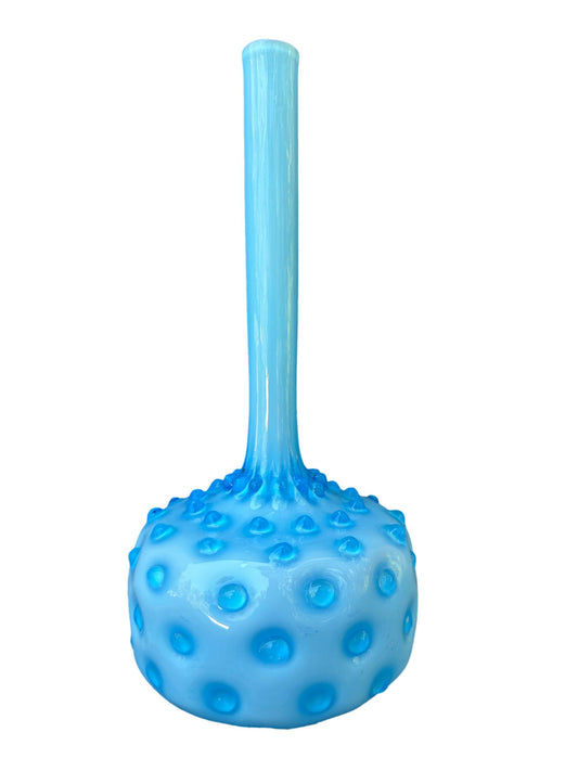 Empoli Italian Blue Cased Glass Seed Pod Bud Vase