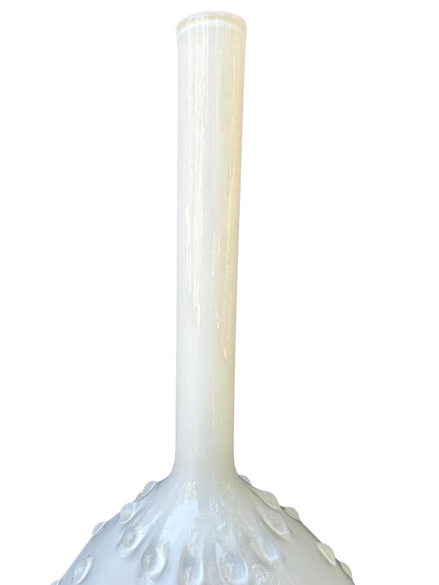 Empoli Italian White Cased Glass Seed Pod Bud Vase