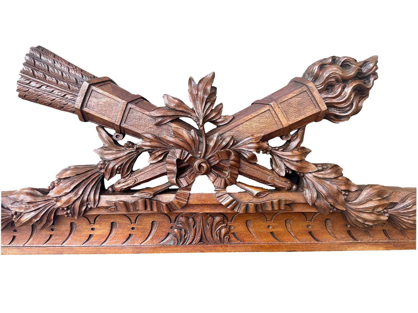 Antique Carved Walnut Pediment – Louis XVI Style 19th Century French Architectural Element