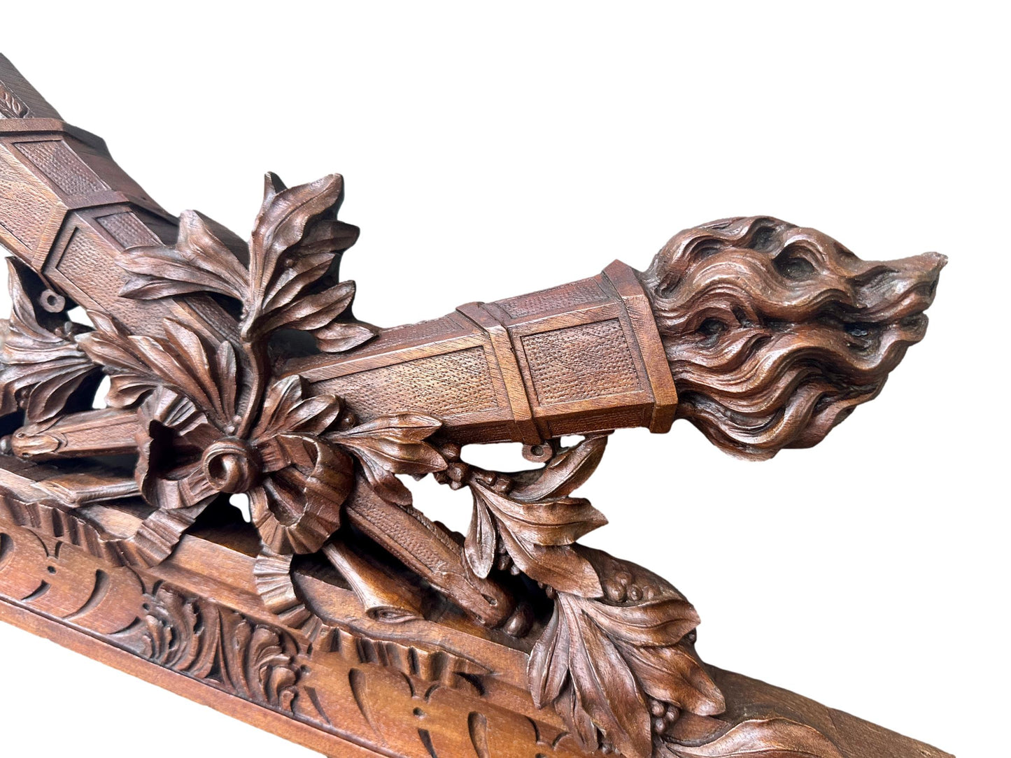 Antique Carved Walnut Pediment – Louis XVI Style 19th Century French Architectural Element