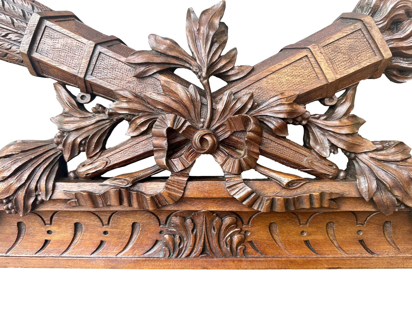 Antique Carved Walnut Pediment – Louis XVI Style 19th Century French Architectural Element