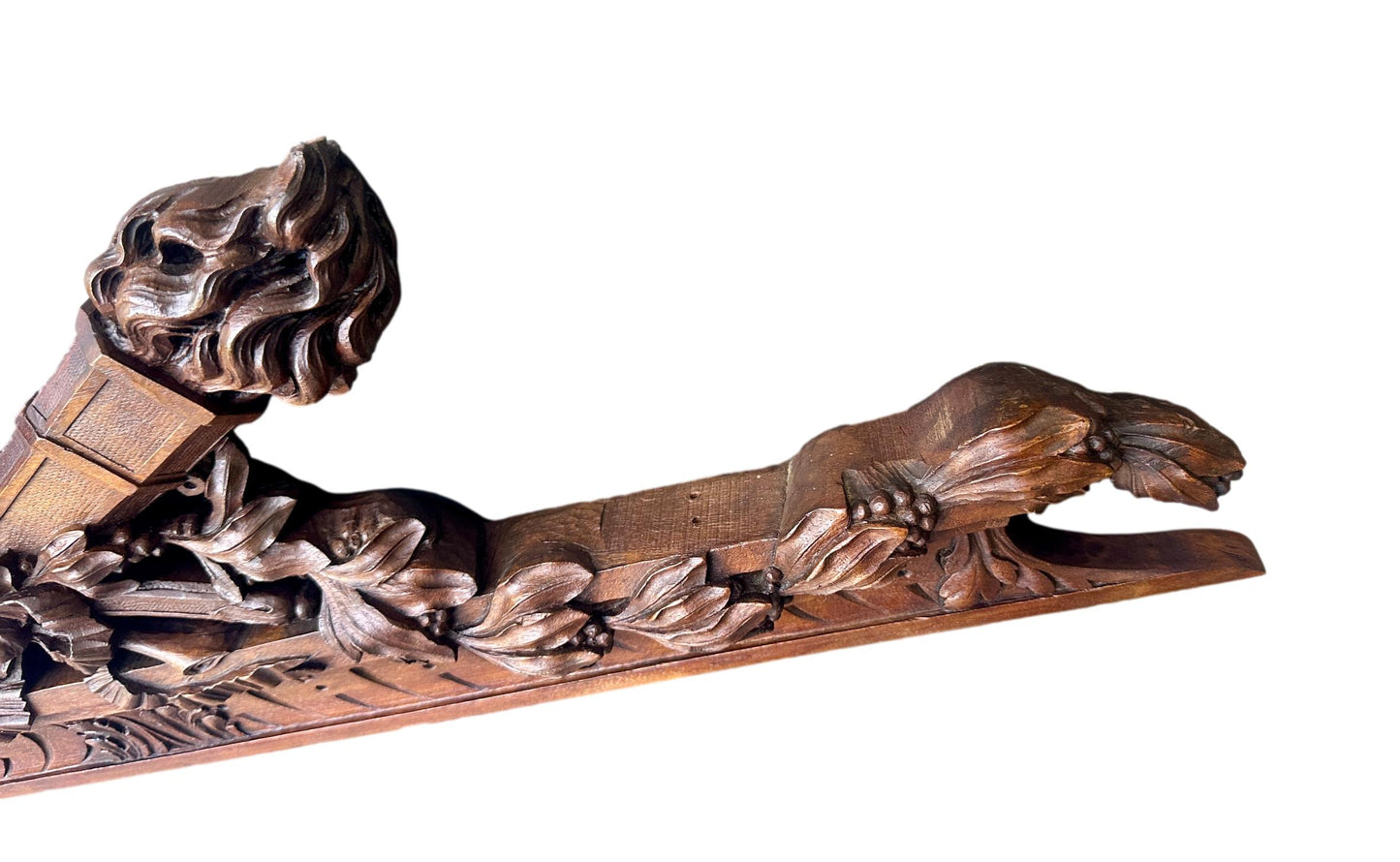 Antique Carved Walnut Pediment – Louis XVI Style 19th Century French Architectural Element