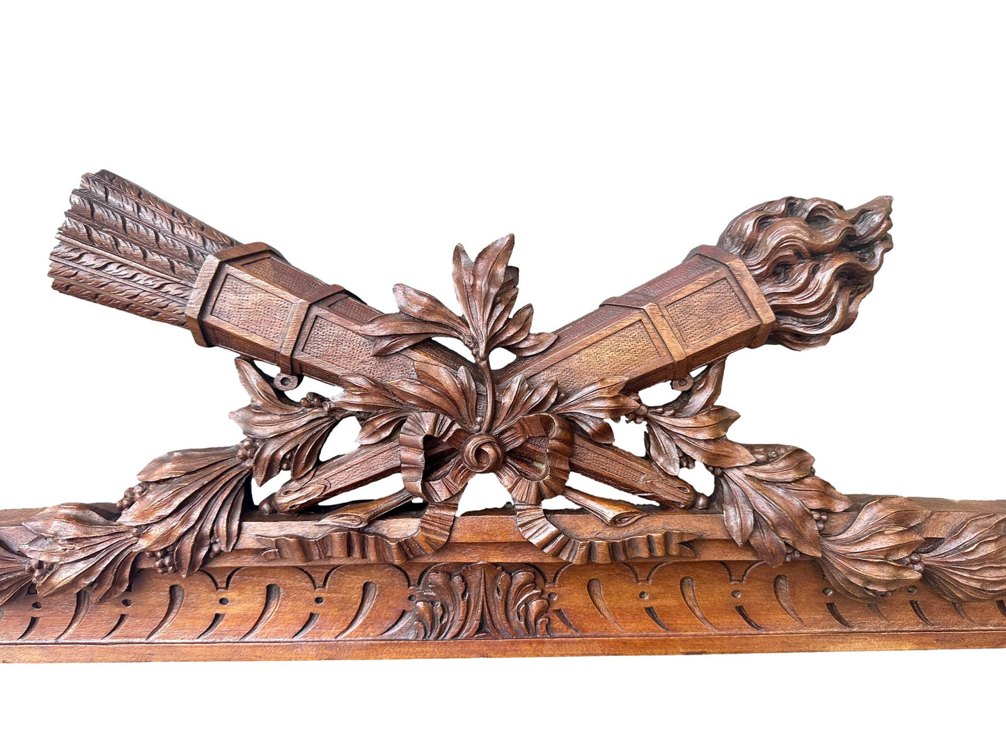 Antique Carved Walnut Pediment – Louis XVI Style 19th Century French Architectural Element