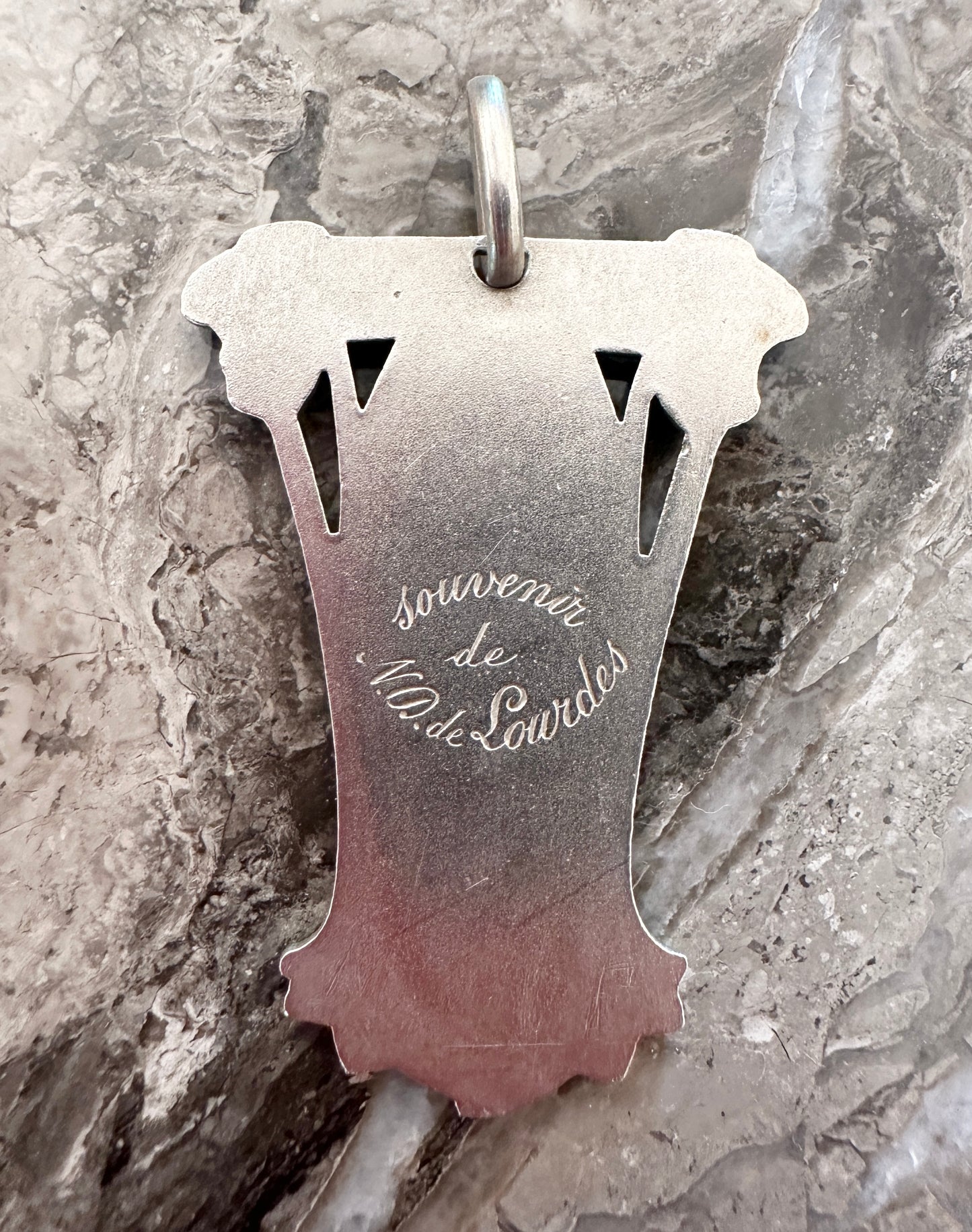 RARE religious gift Large Art Nouveau Sterling Silver Mary Medal