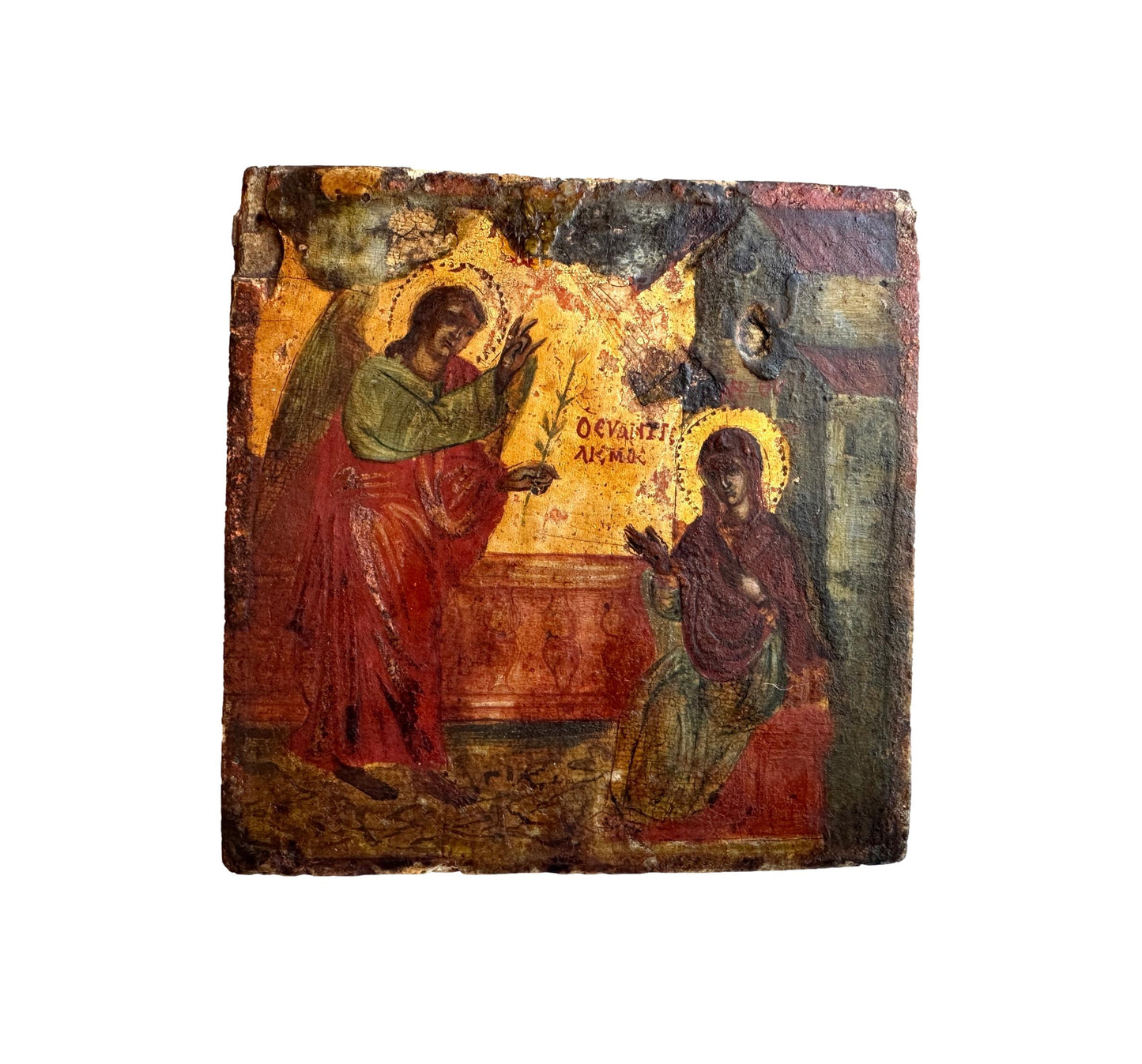Rare Antique Russian Orthodox Icon Annunciation Virgin Mary 18th