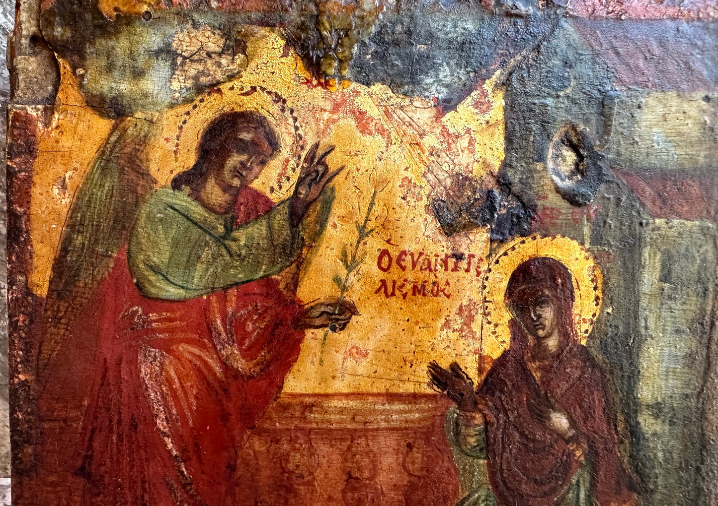 Rare Antique Russian Orthodox Icon Annunciation Virgin Mary 18th