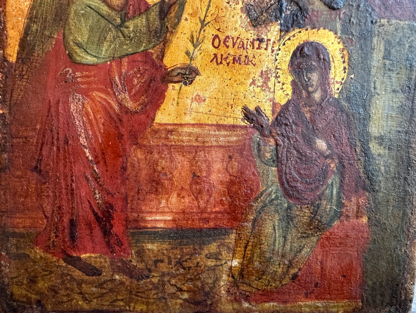 Rare Antique Russian Orthodox Icon Annunciation Virgin Mary 18th