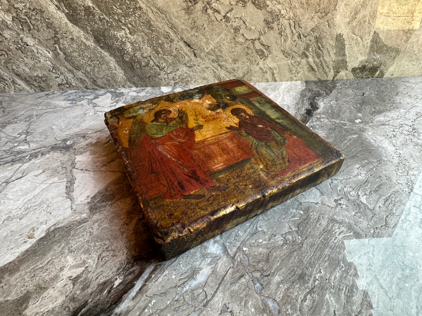 Rare Antique Russian Orthodox Icon Annunciation Virgin Mary 18th