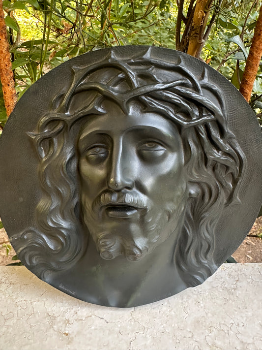 Antique Bronze Plaque of Christ – French 19th c. Sacred Wall Art