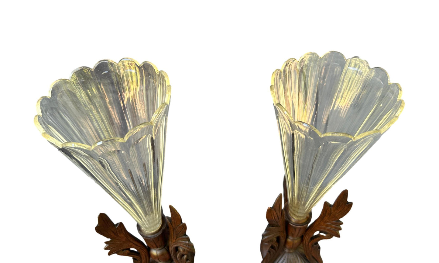 Antique Pair of black forest crystal vases 19th