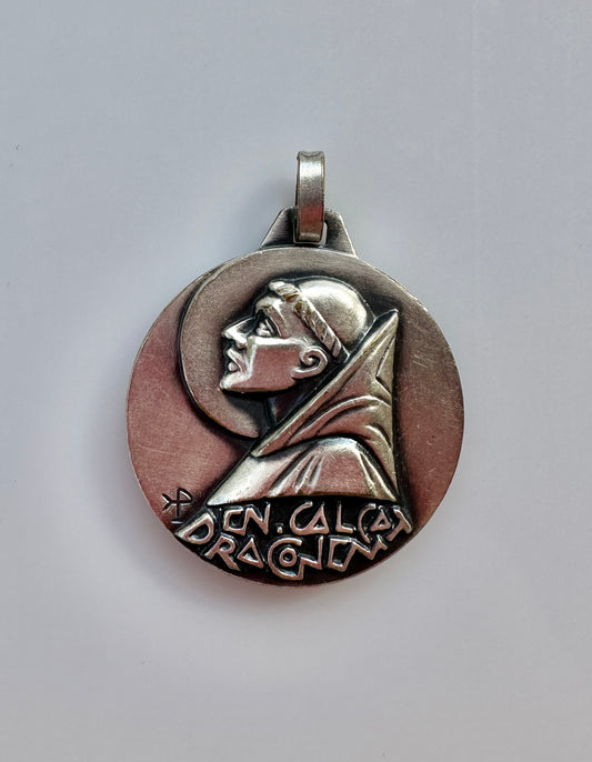 PY Large Saint Benedict Silver Metal Art Deco Medal Fernand PY