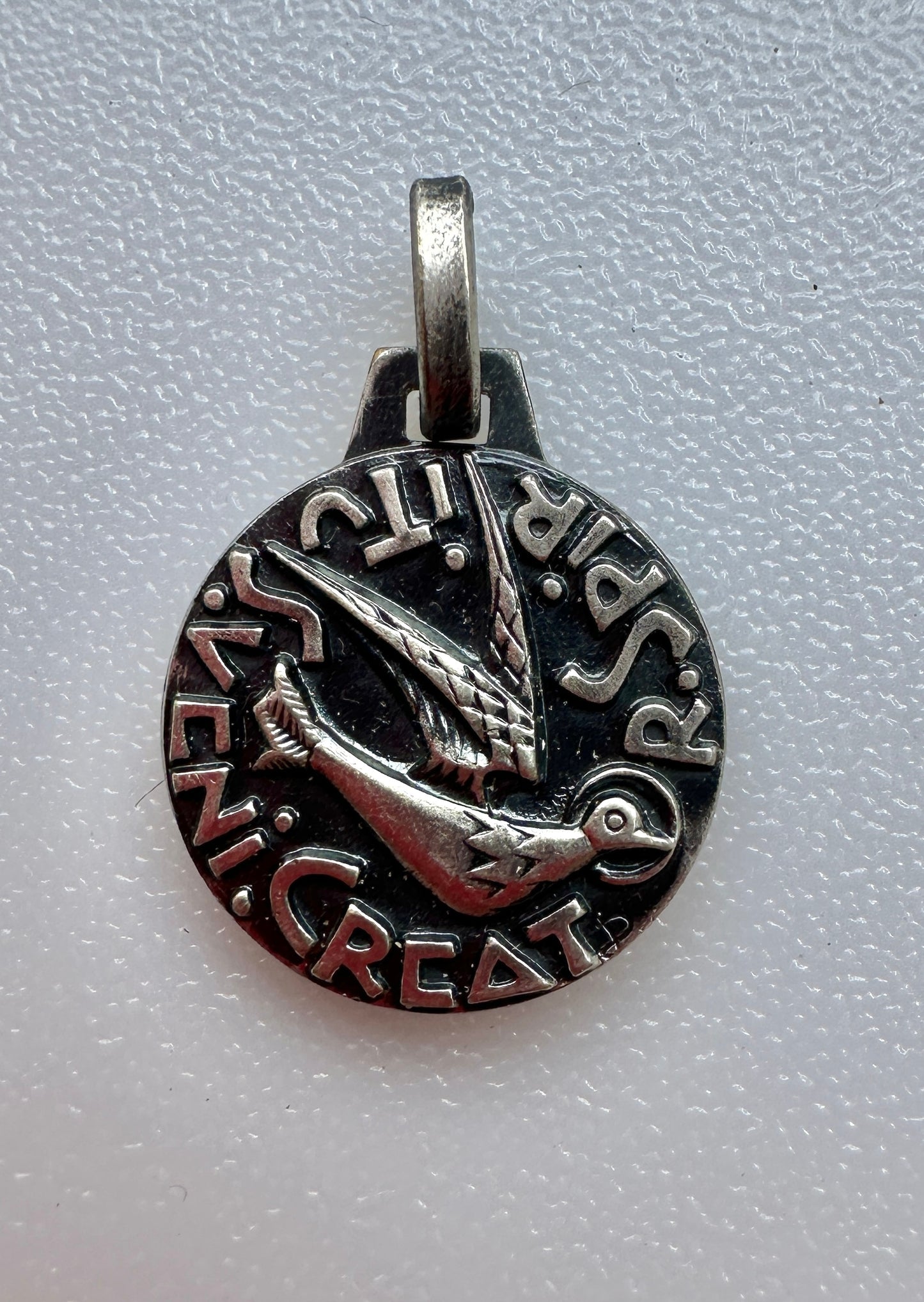 FERNAND PY Religious Holy Spirit Silver Metal Art Deco