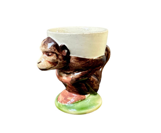 Rare Sarreguemines Monkey Egg Cup