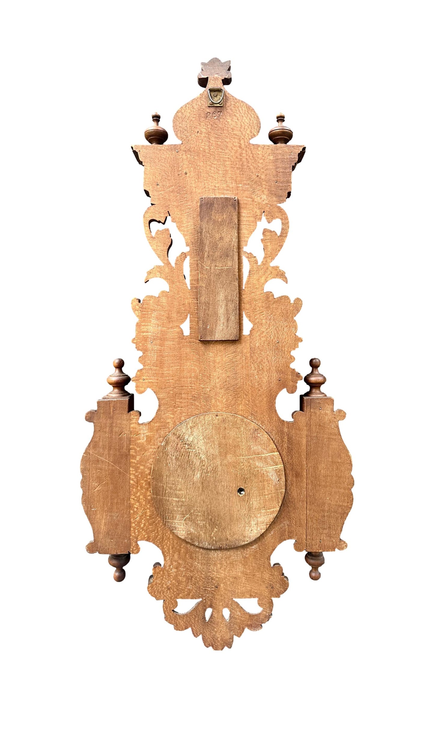 French 1900 Belle Époque Carved Wood Barometer Thermometer, H. Doninelli Nice