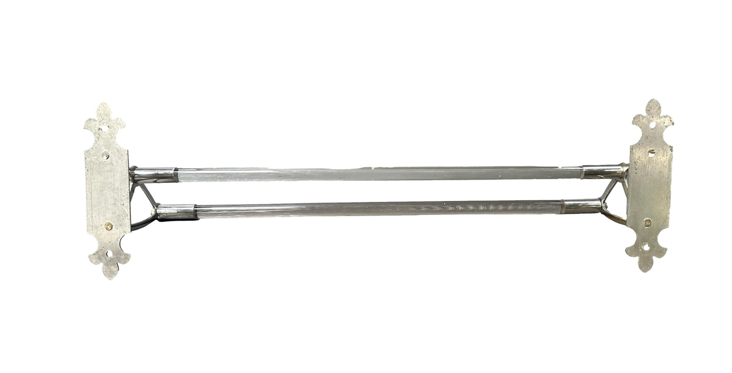 French Art Deco Glass and Nickel Wall Towel Rail Holder, 1920s Bathroom Wall Bar