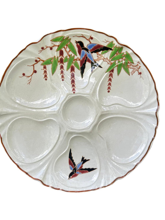 Longwy "Bengali" Majolica Scalloped Oyster Plate
