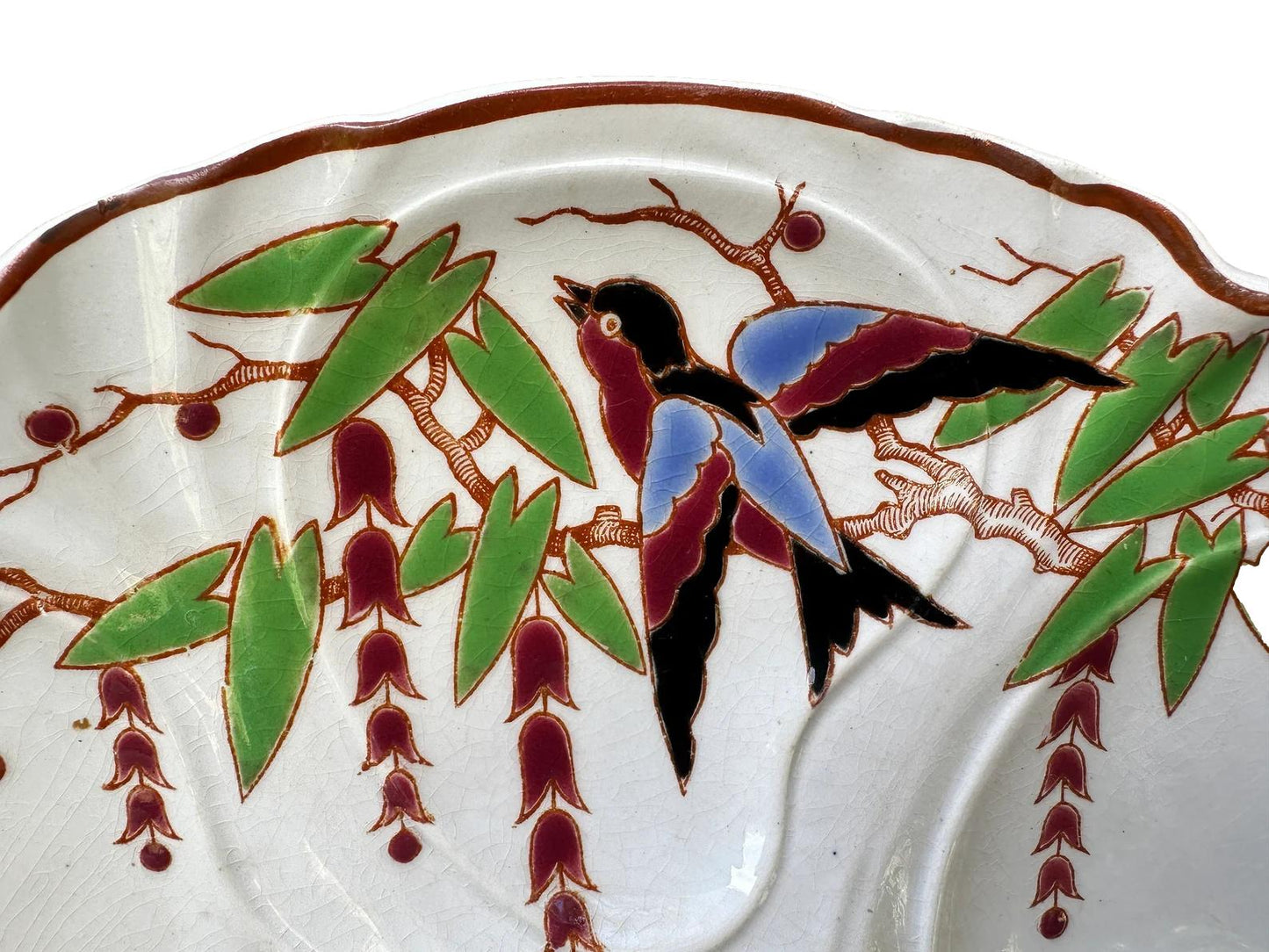 Longwy "Bengali" Majolica Scalloped Oyster Plate