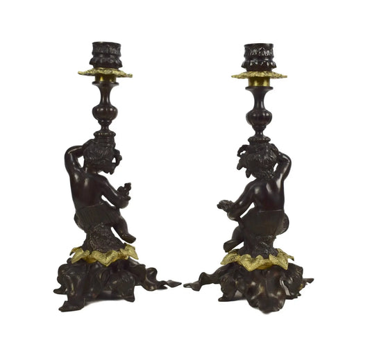 Pair of Antique Rococo Candlesticks