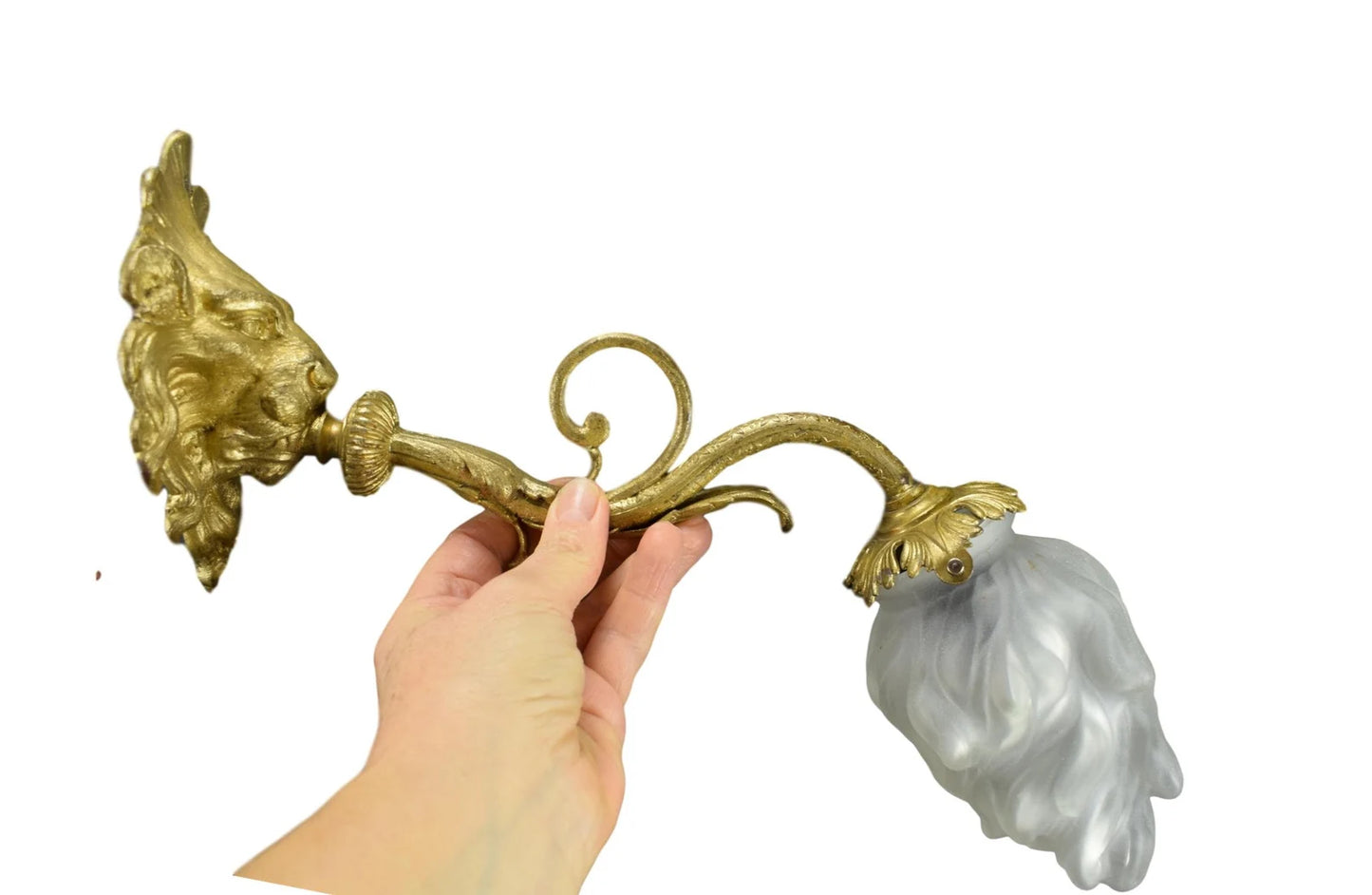 Antique French Lion Bronze Sconce – 19th Century Lighting