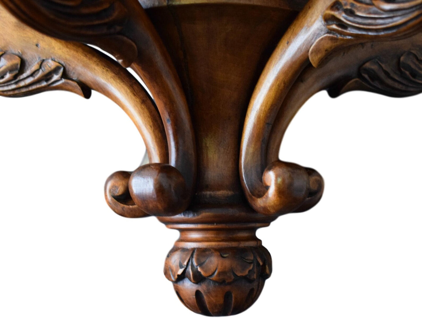 27" Antique Gothic Hand Carved Wood Chandelier Griffin
