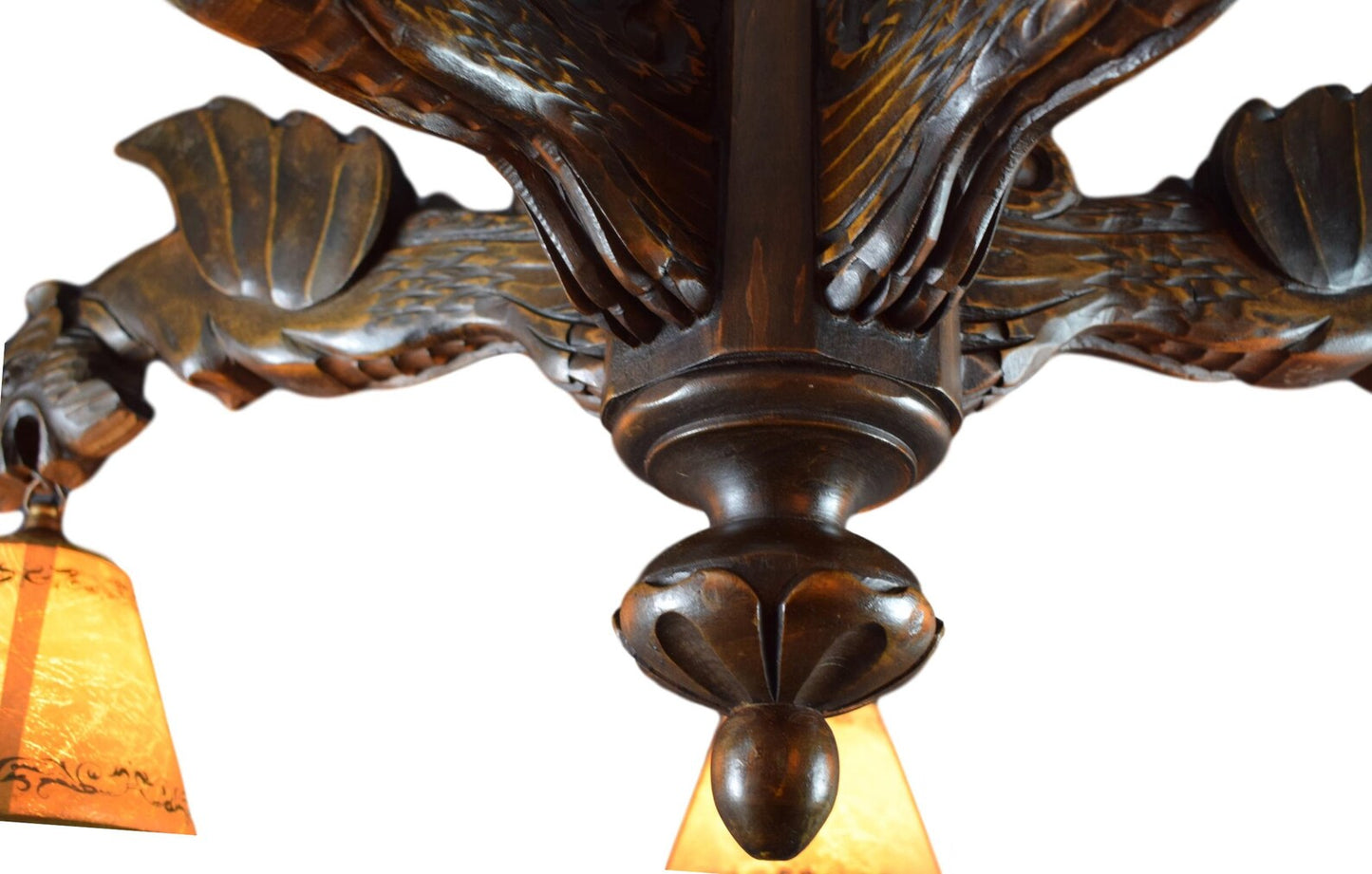 31" Antique Victorian Hand Carved Wood Chandelier