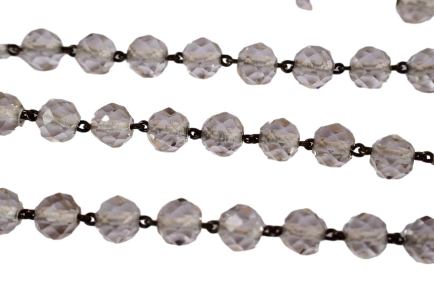 1890's Religious Glass Beads Sterling Silver Rosary