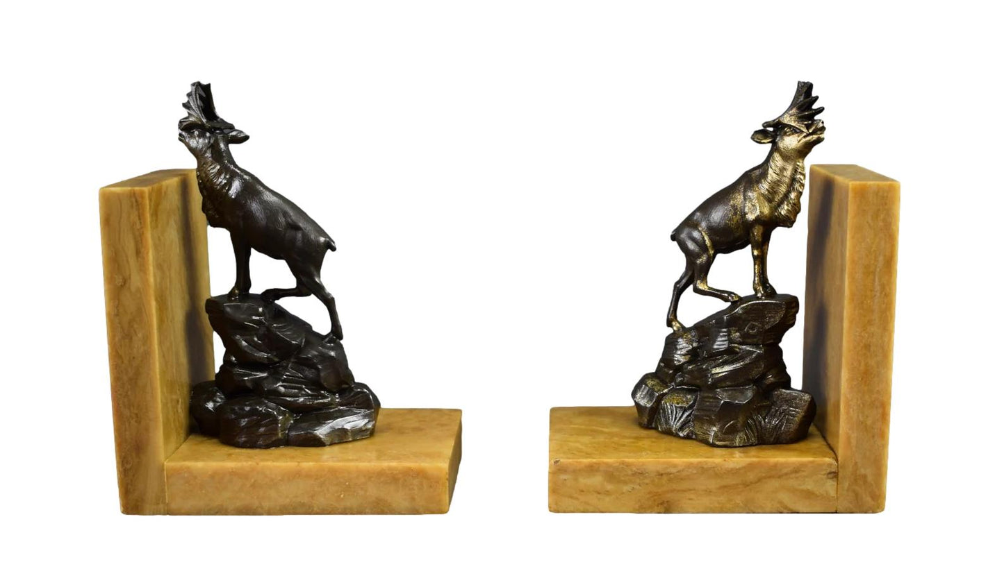 Art Deco Bookends Elks Signed