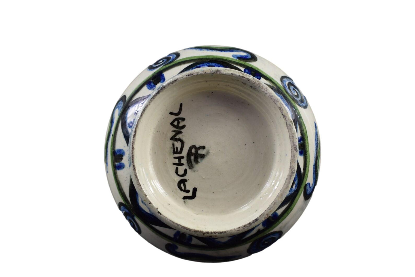 Signed French ceramic pitcher by Raoul Lachenal with colorful Iznik enamel decoration – vintage French art pottery