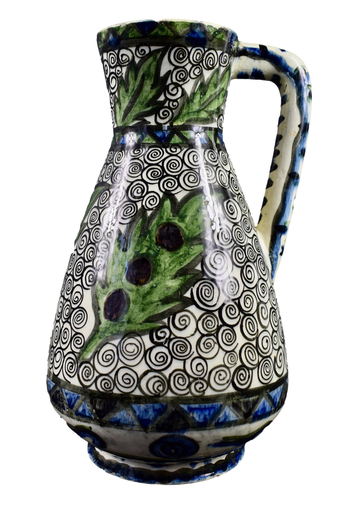 Raoul Lachenal French Ceramic Pitcher – Iznik Decor Signed Pottery
