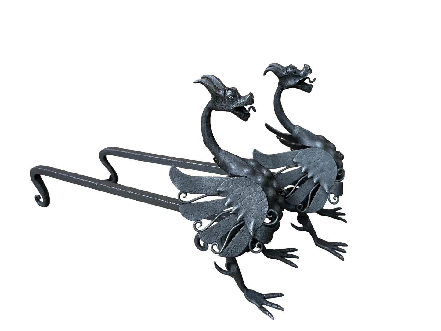 Antique andirons wrought iron