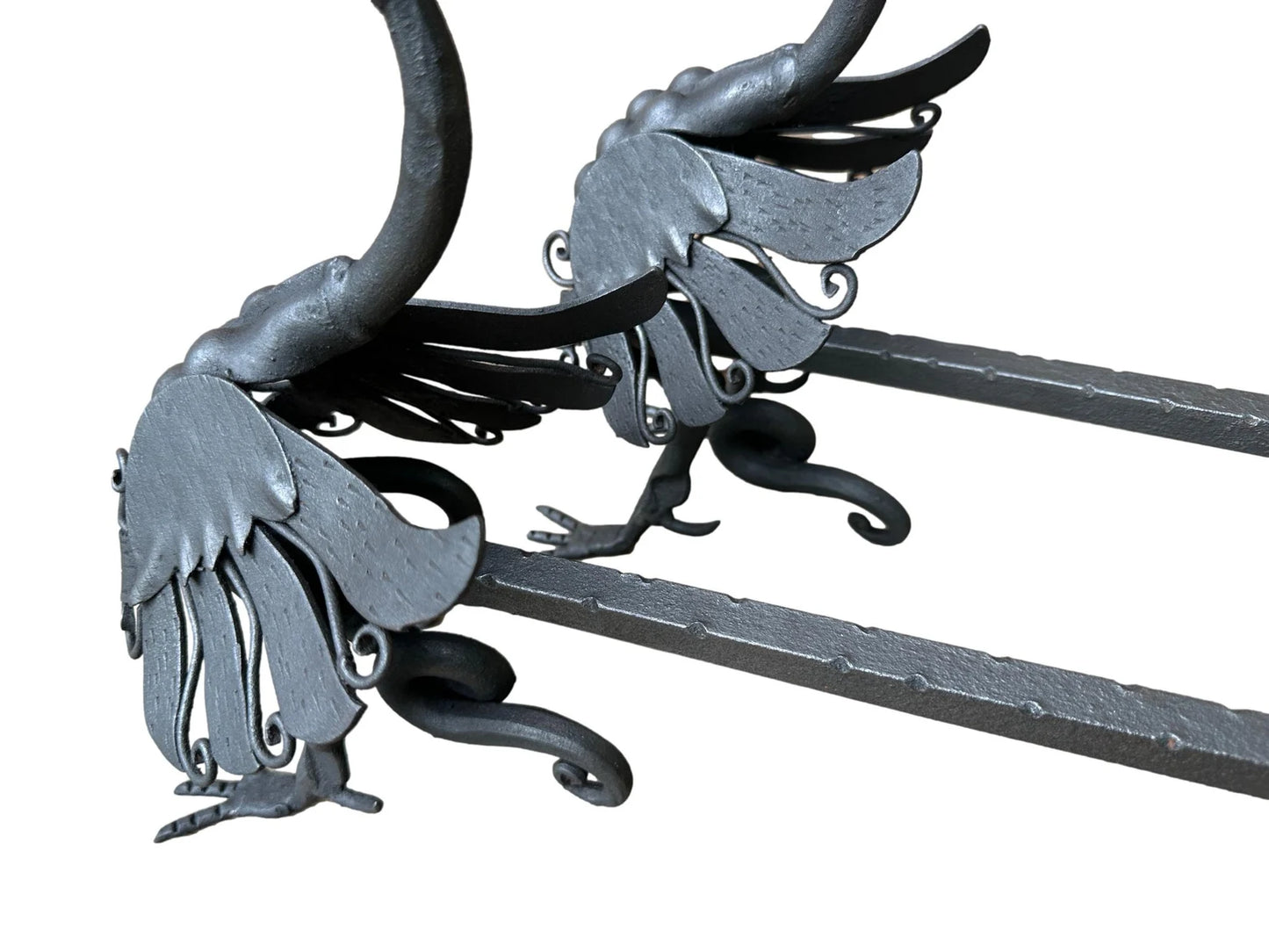 Antique andirons wrought iron