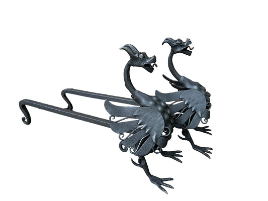 Antique andirons wrought iron