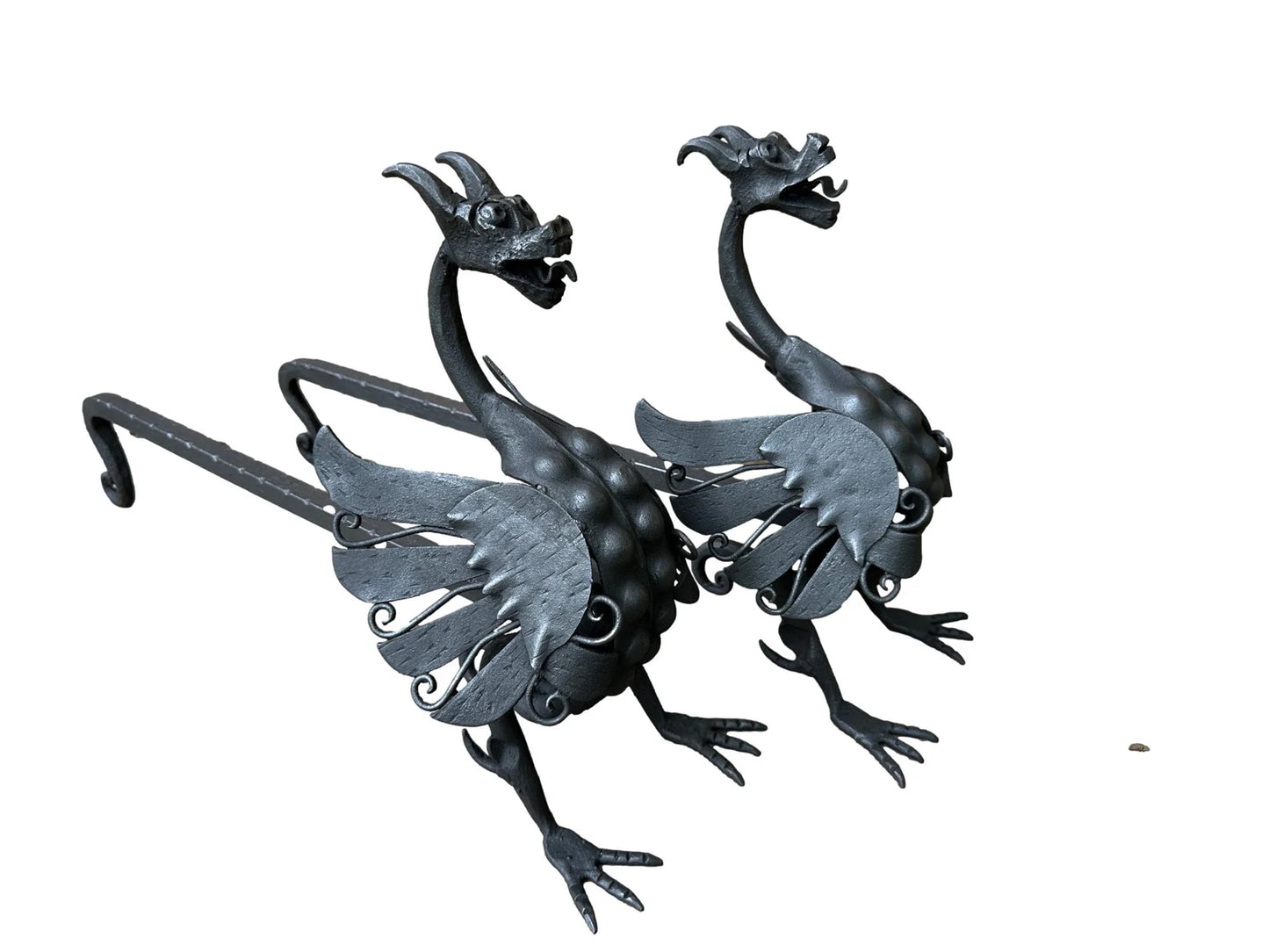 Antique andirons wrought iron