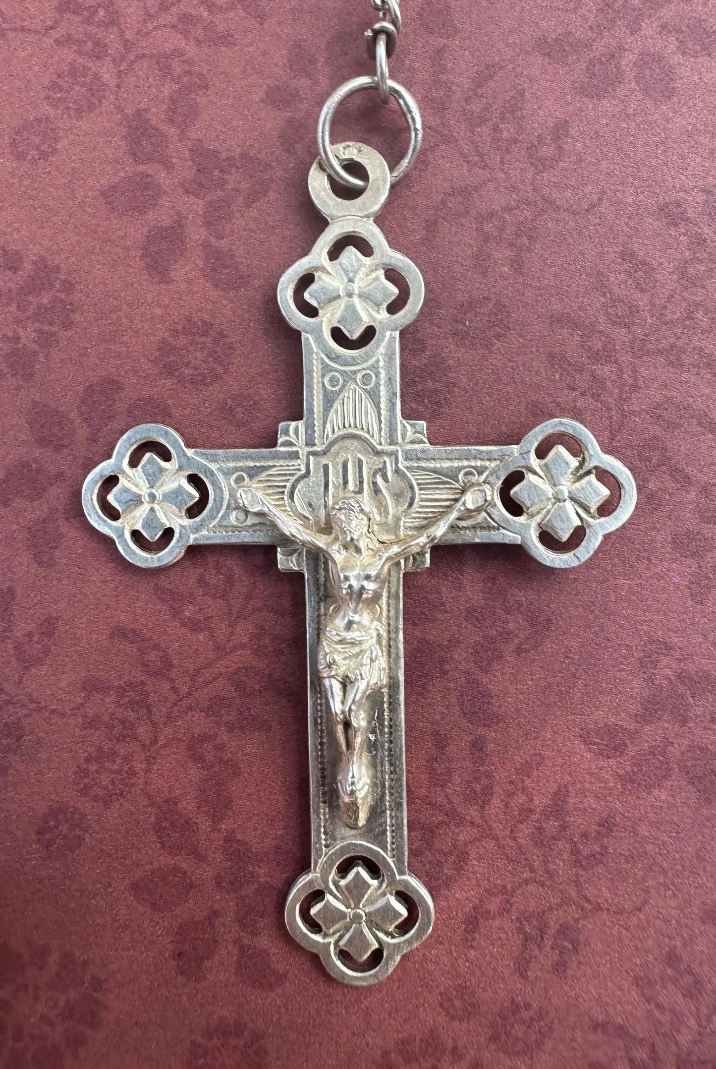 Rare Antique French Black Beads Sterling Silver Rosary