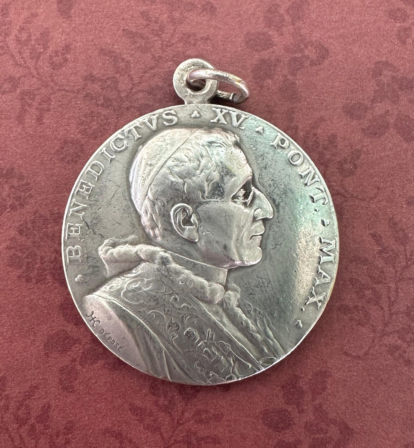 Ste Margaret Mary Alacoque Jesus Sacred Heart Pope Benedictus XV Silver Bronze Religious Medal
