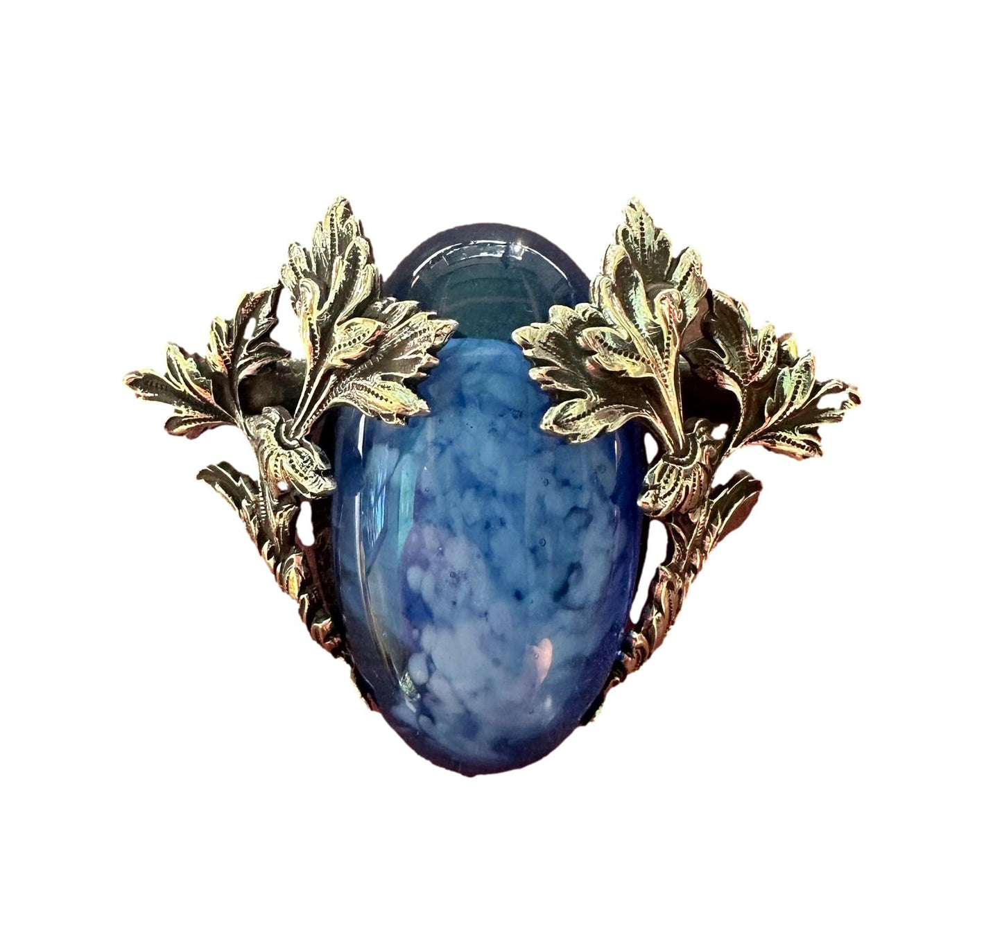 Antique Art Nouveau brooch in silver-plated metal with delicate pâte de verre details. A vintage, intricately designed jewelry piece, perfect for collectors and lovers of timeless elegance