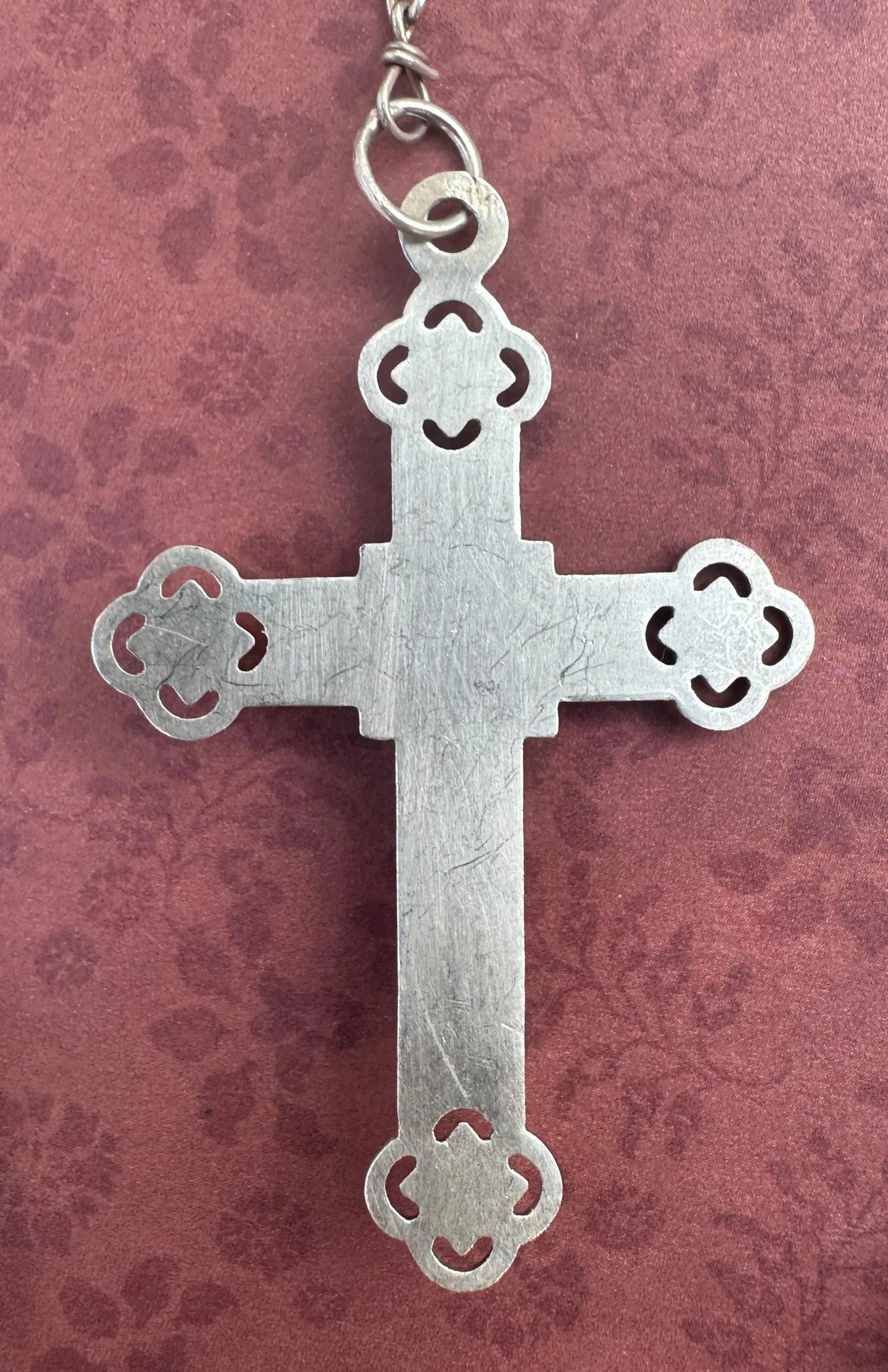 Rare antique French rosary in black pearls and sterling silver - Refined religious jewelry, ideal for prayer or a spiritual collection.