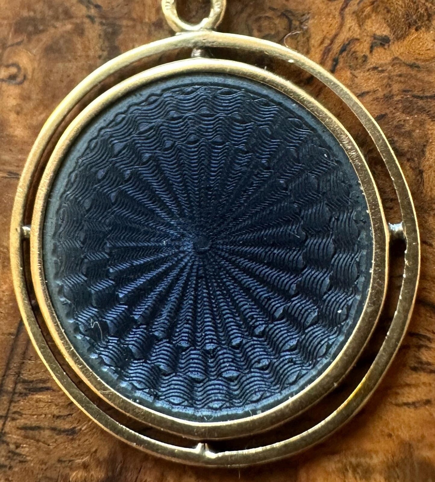 Gold 18K French Antique Guilloche Sterling Silver Enamel Virgin Mary Medal