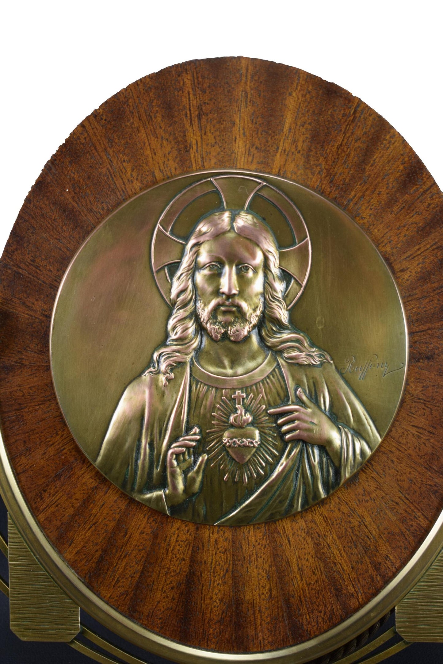Art Deco French Religious Wall Plaque – Christ Medallion Signed RUFFONY