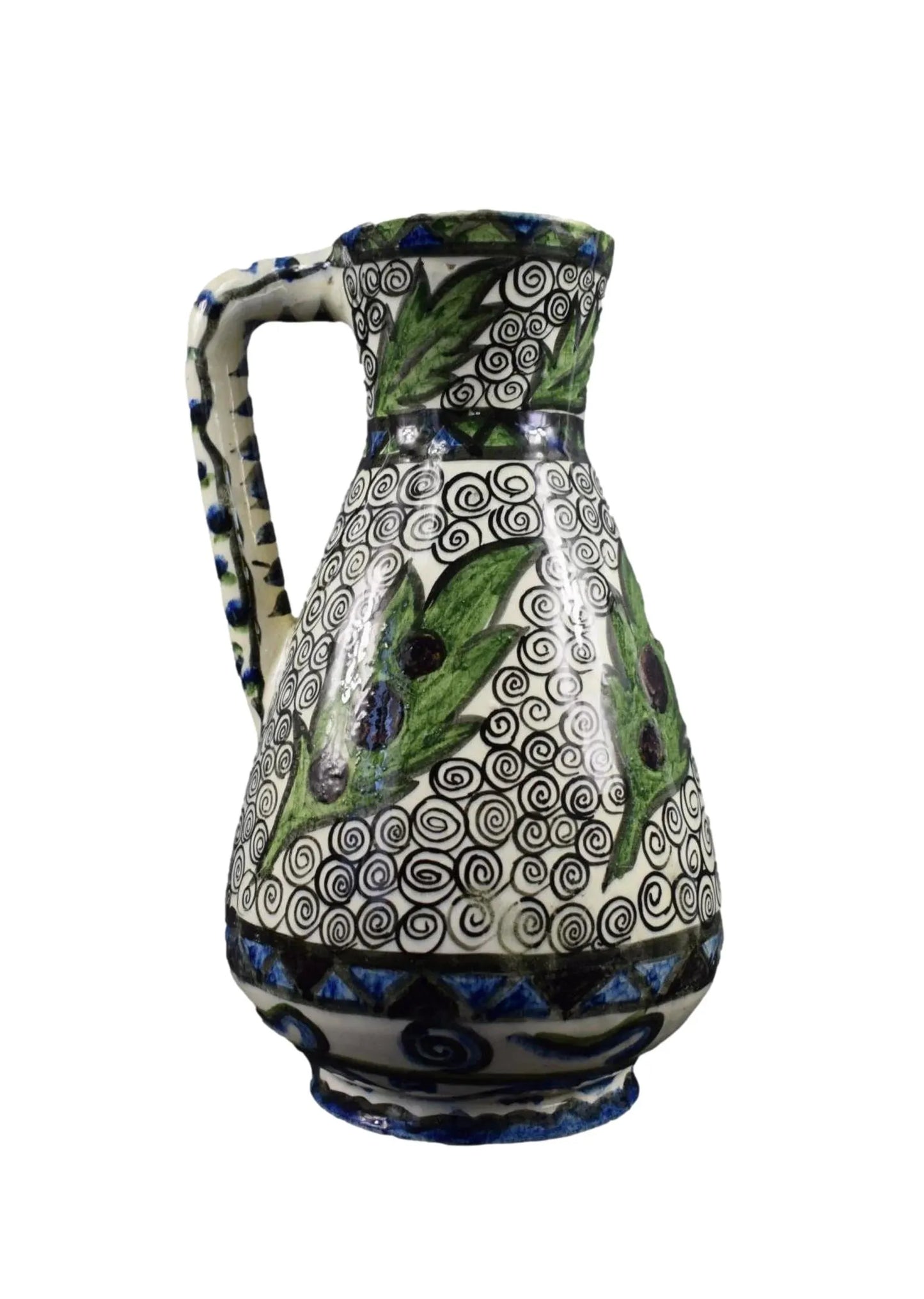 Raoul Lachenal French Ceramic Pitcher – Iznik Decor Signed Pottery
