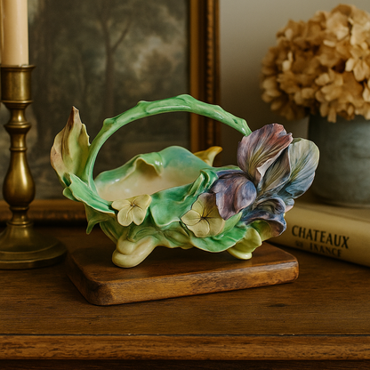 Antique Longchamp Majolica Iris Basket – 19th Century