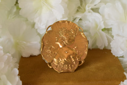Antique Art Nouveau Brooch Pendant – Gold Plated Gilt Bronze – Convertible Jewelry – circa 1900