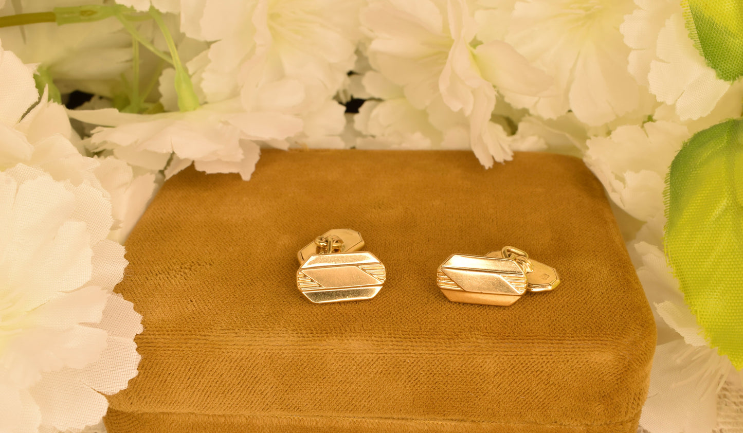Antique Oria Gold Plated Cufflinks Art Deco, Signed Vintage Men's Jewelry, Double Panel Engraved Geometric, Collector Gift