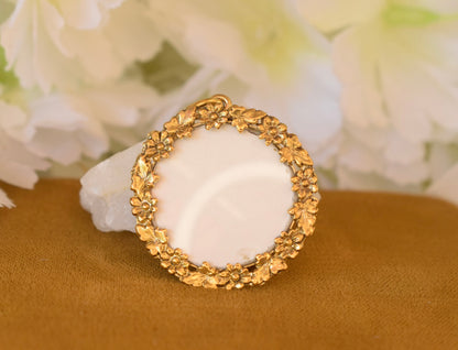 Antique Art Nouveau Vermeil Photo Locket – Gold-Plated Silver – Floral Design – Circa 1900