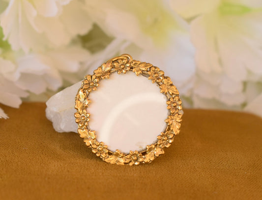 Antique Art Nouveau Vermeil Photo Locket – Gold-Plated Silver – Floral Design – Circa 1900