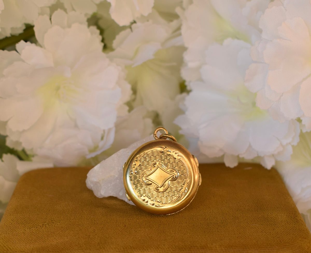 Antique Vermeil Photo Locket – Gold Gilt Silver Picture Pendant – French Weevil Hallmark – Victorian Edwardian Locket