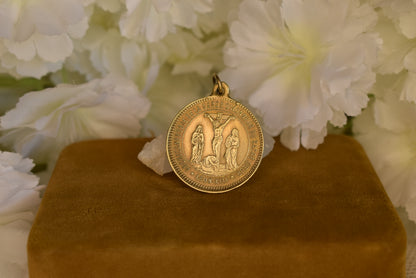 Antique Bronze Religious Medal ✦ Sacred Heart, Virgin Mary, St John & Mary Magdalene ✦ Pope Leo XIII ✦ Guard of Honor ✦ Signed Penin Lyon 19th C