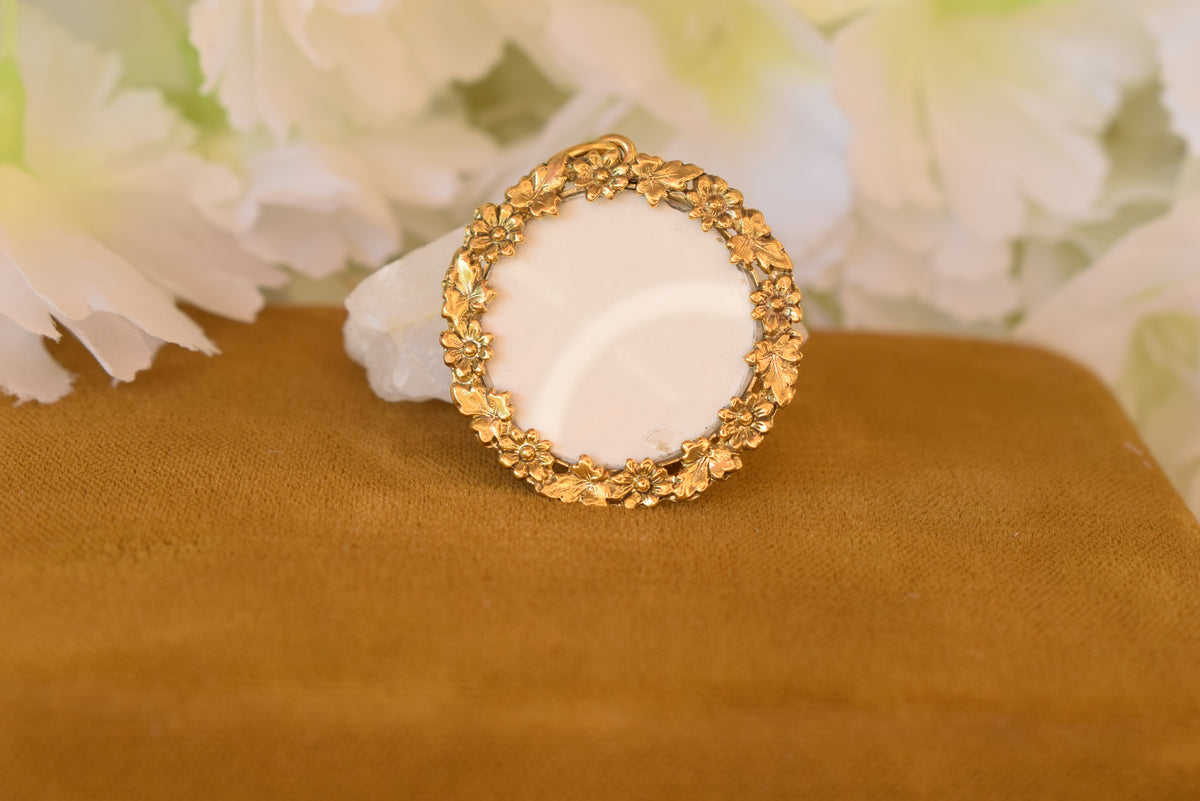 Antique Art Nouveau Vermeil Photo Locket – Gold-Plated Silver – Floral Design – Circa 1900